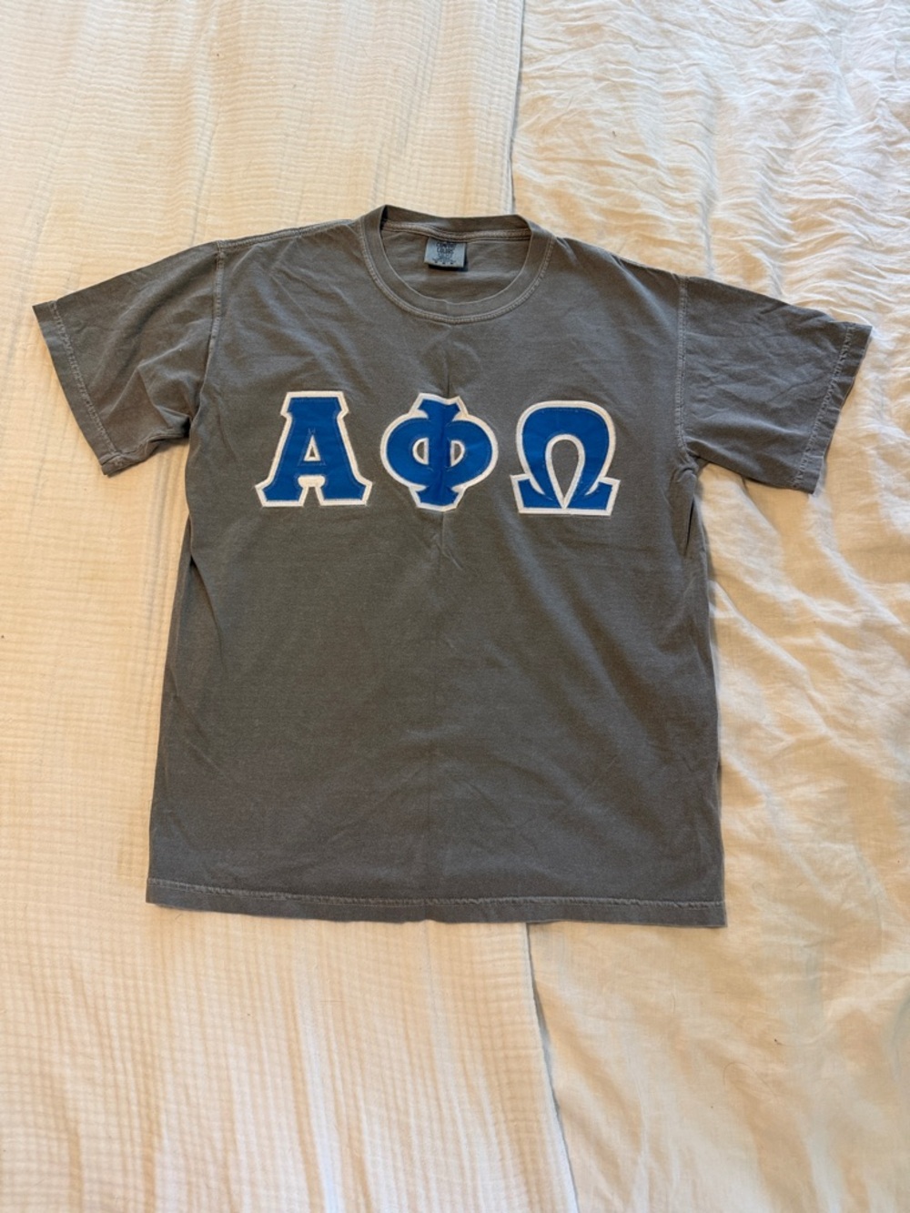 Alpha Phi Omega (APO) Letters Comfort Colors Charcoal Tee